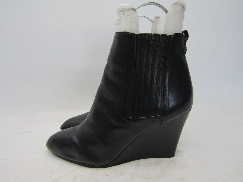 Sam Edelman Womens Sz 9.5 M Black Leather Chelsea Wedge Ankle Fashion Boots